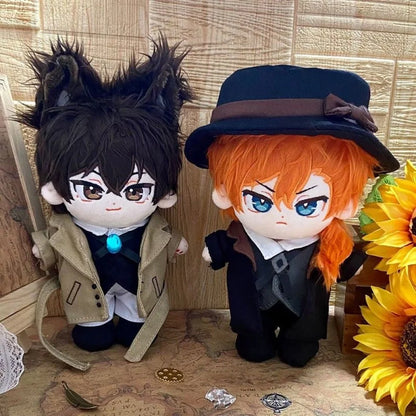 20Cm Bungo Stray Dogs Dazai Osamu &amp; Nakahara Chuuya Stuffed Plushie Outfit Changeable