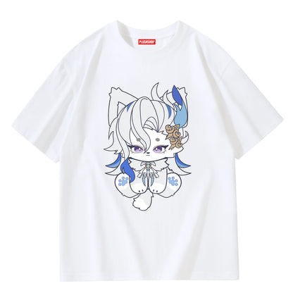 Neuvillette Meow Creative Hoodie/T-Shirt Genshin T-Shirt / S 衣服