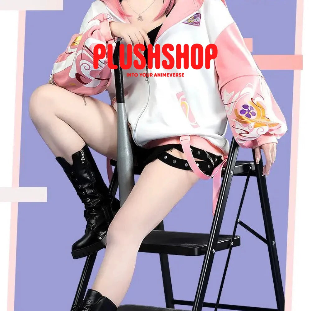 Genshin Impact Raiden&amp;Yea Miko Theme Costume Cosplay Casual Wearing Outfit Coat