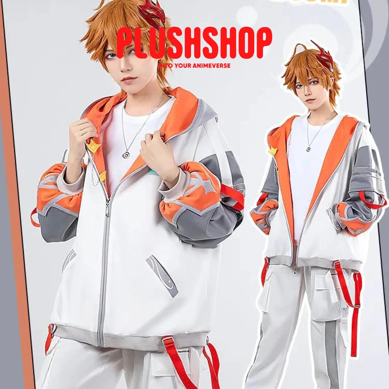 Genshin Impact Tartaglia Zhongli Theme Costume Cosplay Casual