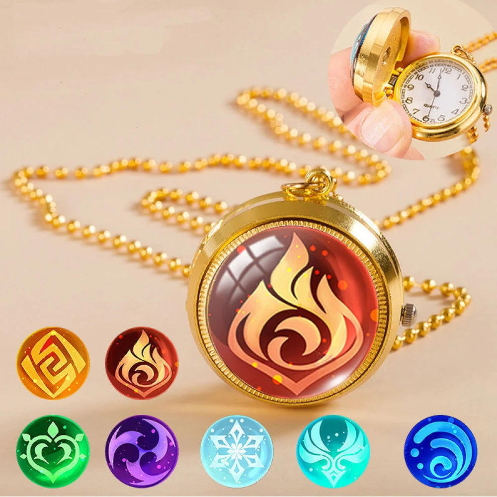 Genshin Sumeru Vision Pendant Metal Pocket Watch Necklace