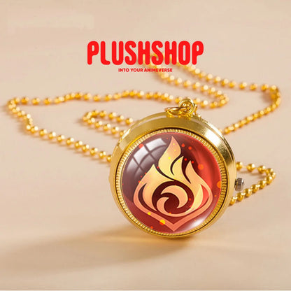 Genshin Sumeru Vision Pendant Metal Pocket Watch Necklace Pyro