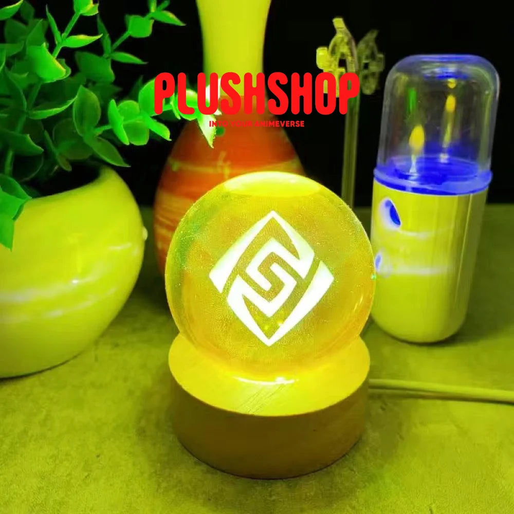 Genshin Visions Glowing Crystal Ball Lights Toy Geo+ Wood Base 玩具/游戏