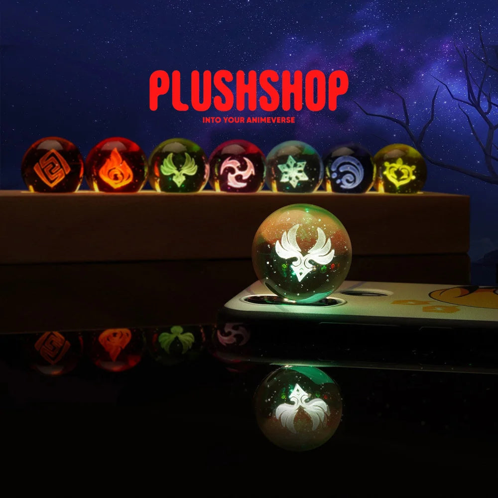 Genshin Visions Luminous Starry Crystal Ball Light Toy Anemo+ Wood Base