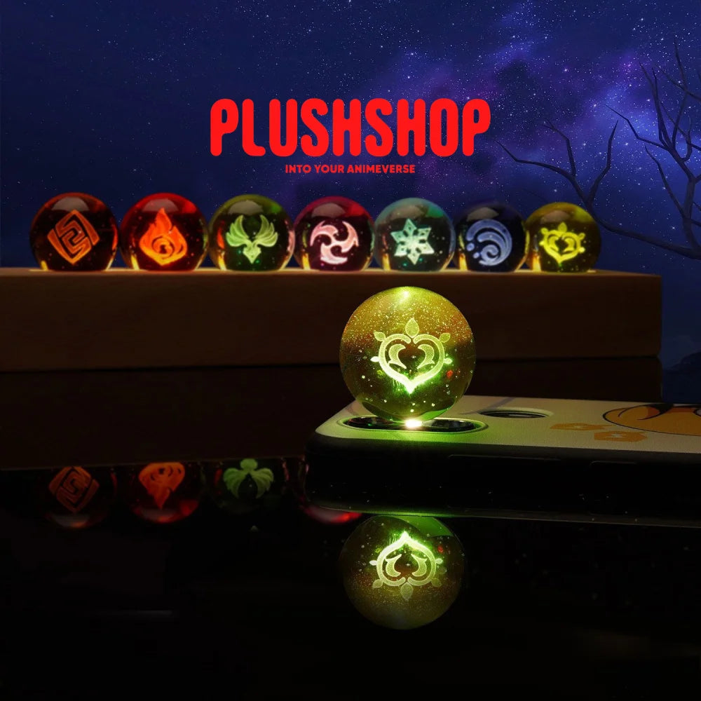 Genshin Visions Luminous Starry Crystal Ball Light Toy Dengro+ Wood Base