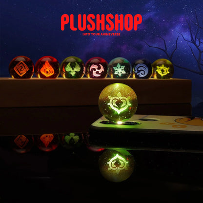 Genshin Visions Luminous Starry Crystal Ball Light Toy Dengro+ Wood Base