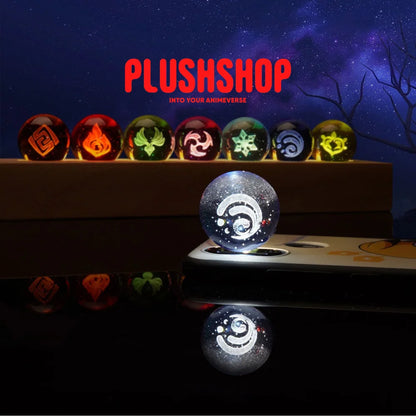 Genshin Visions Luminous Starry Crystal Ball Light Toy Hydro+ Wood Base