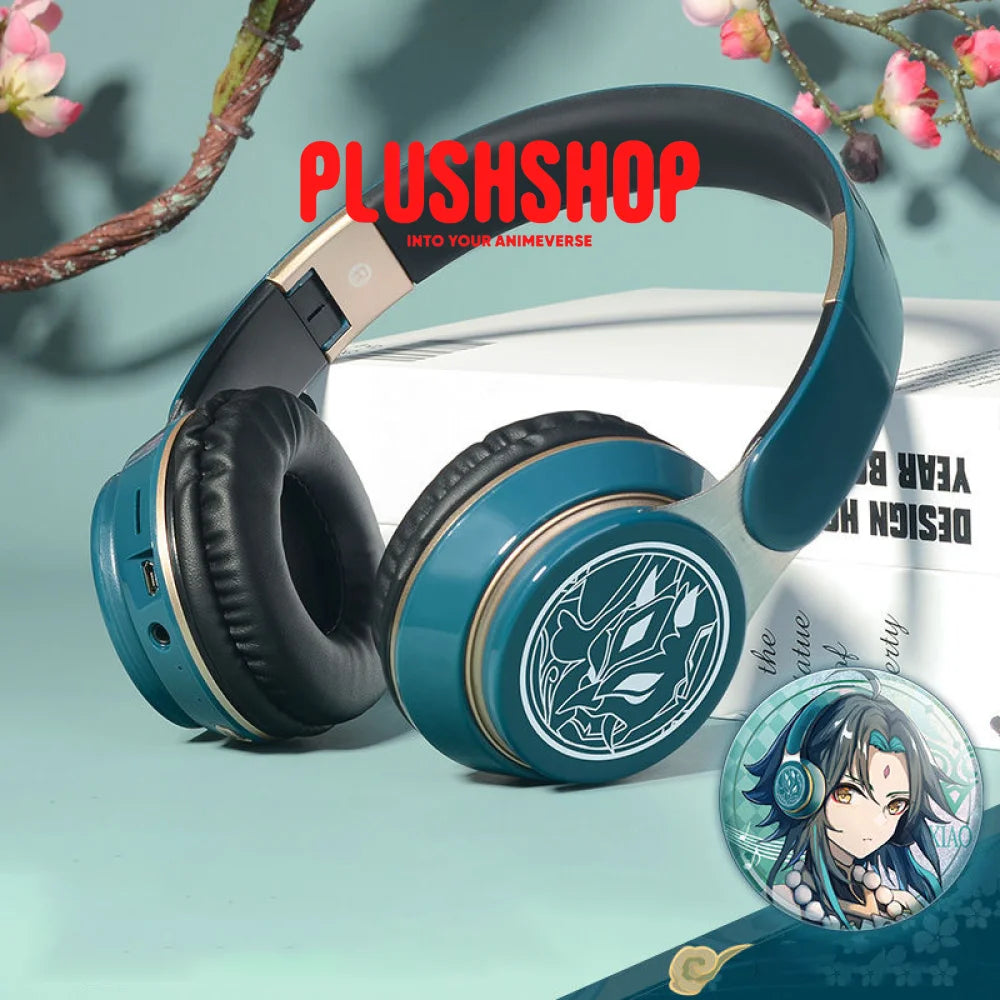 Genshin Xiao Headphone Earphone Wireless With Microphone Hifi Stereo Foldable Lightweight Headset