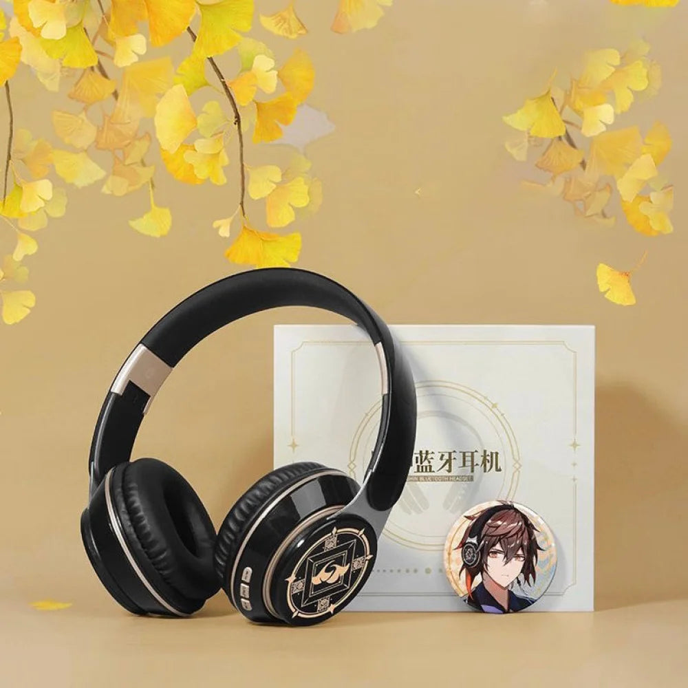 Genshin Zhongli Headphone Earphone Wireless With Microphone Hifi Stereo Foldable Lightweight Headset