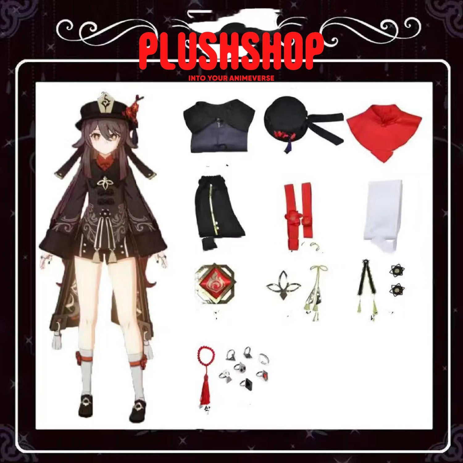 Genshin Impact Hutao Cosplay Costume Full Set