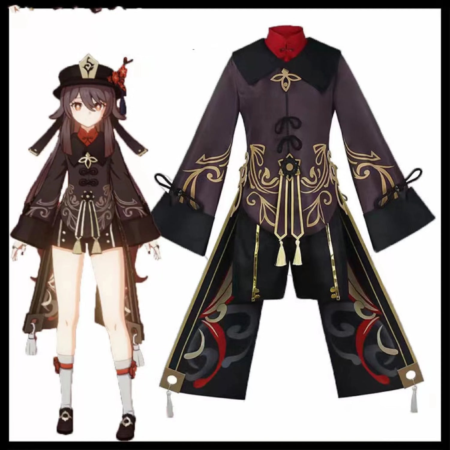 Genshin Impact Hutao Cosplay Costume Full Set / S