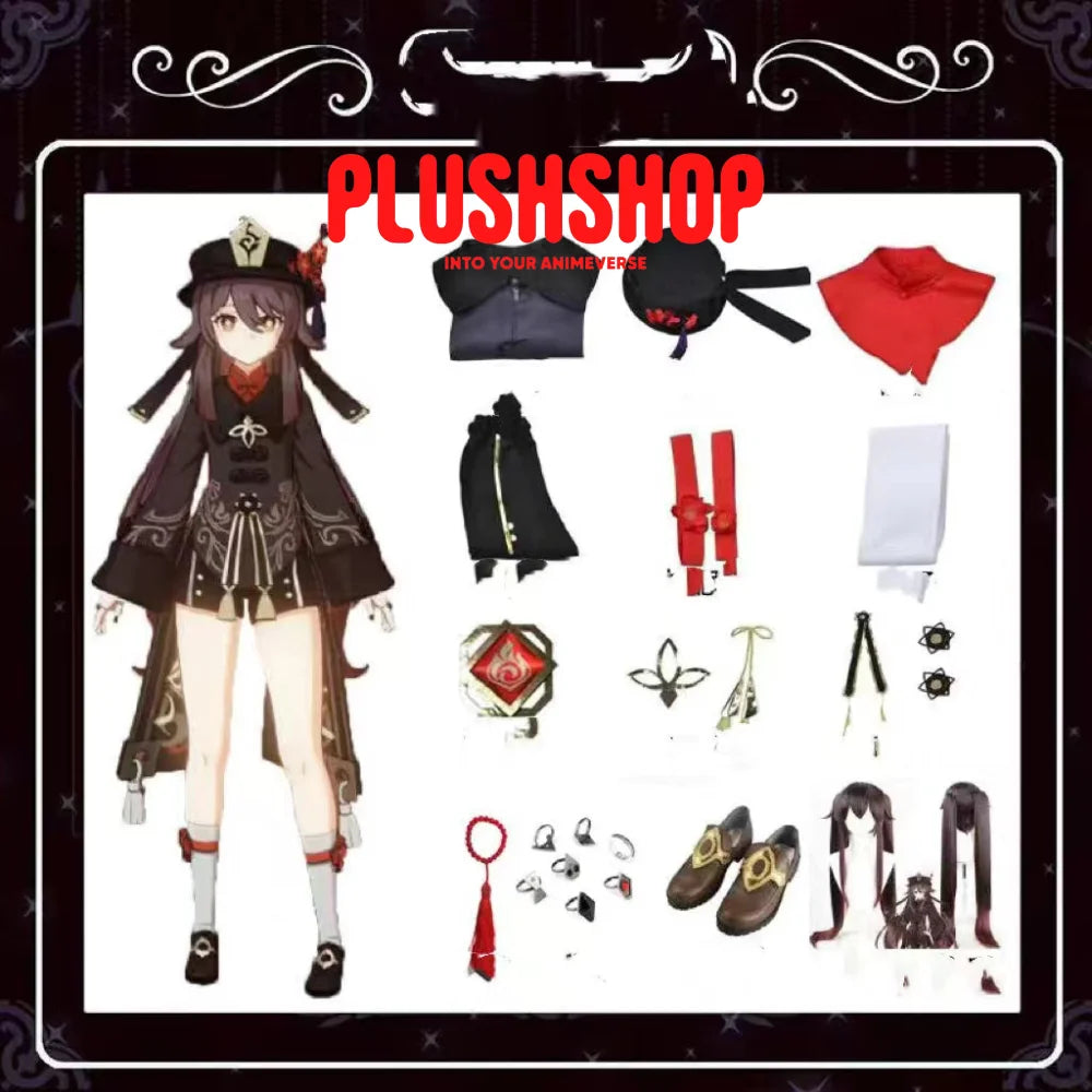 Genshin Impact Hutao Cosplay Costume Full Set Costume+Wig+Shoes / S