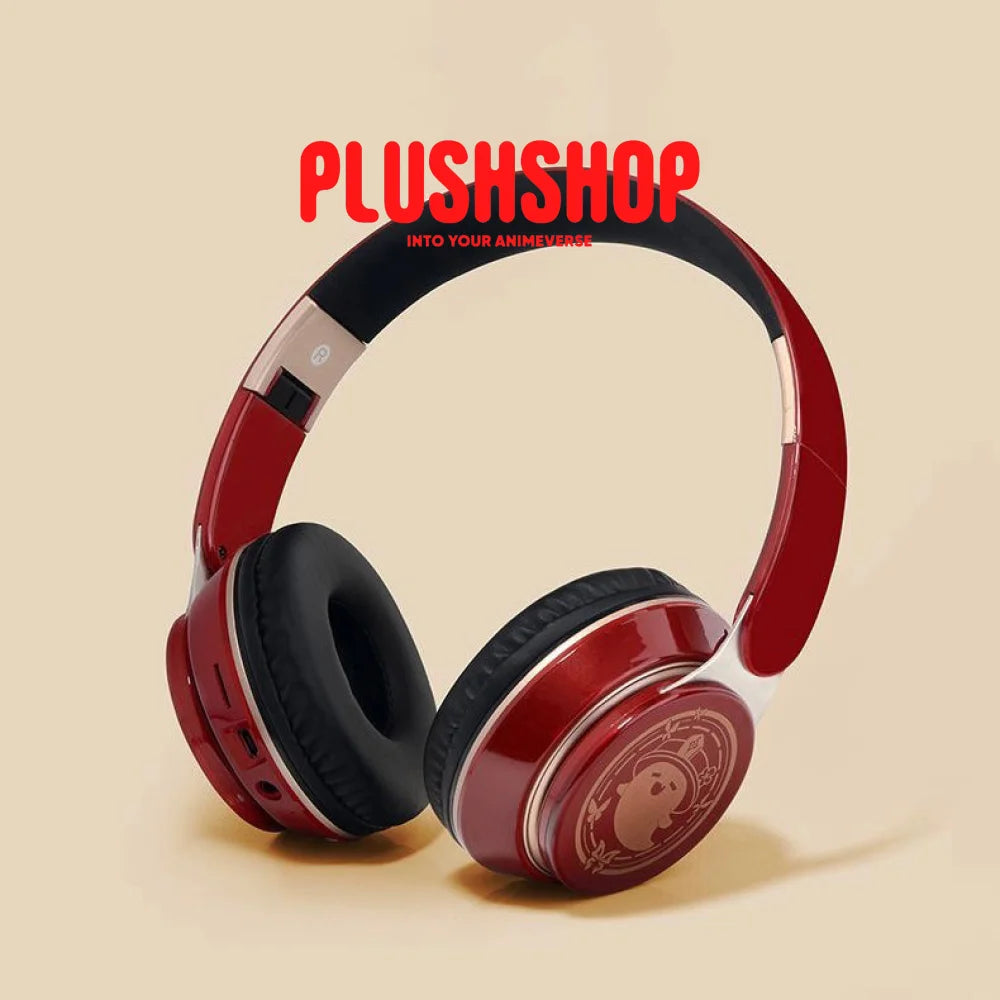 Genshin Hutao Headphone Earphone Wireless With Microphone Hifi Stereo Foldable Lightweight Headset