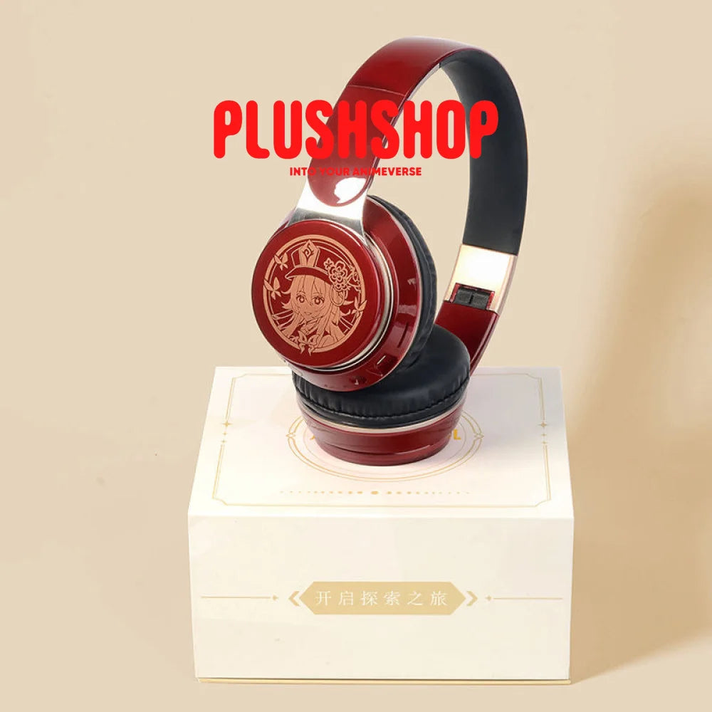 Genshin Hutao Headphone Earphone Wireless With Microphone Hifi Stereo Foldable Lightweight Headset