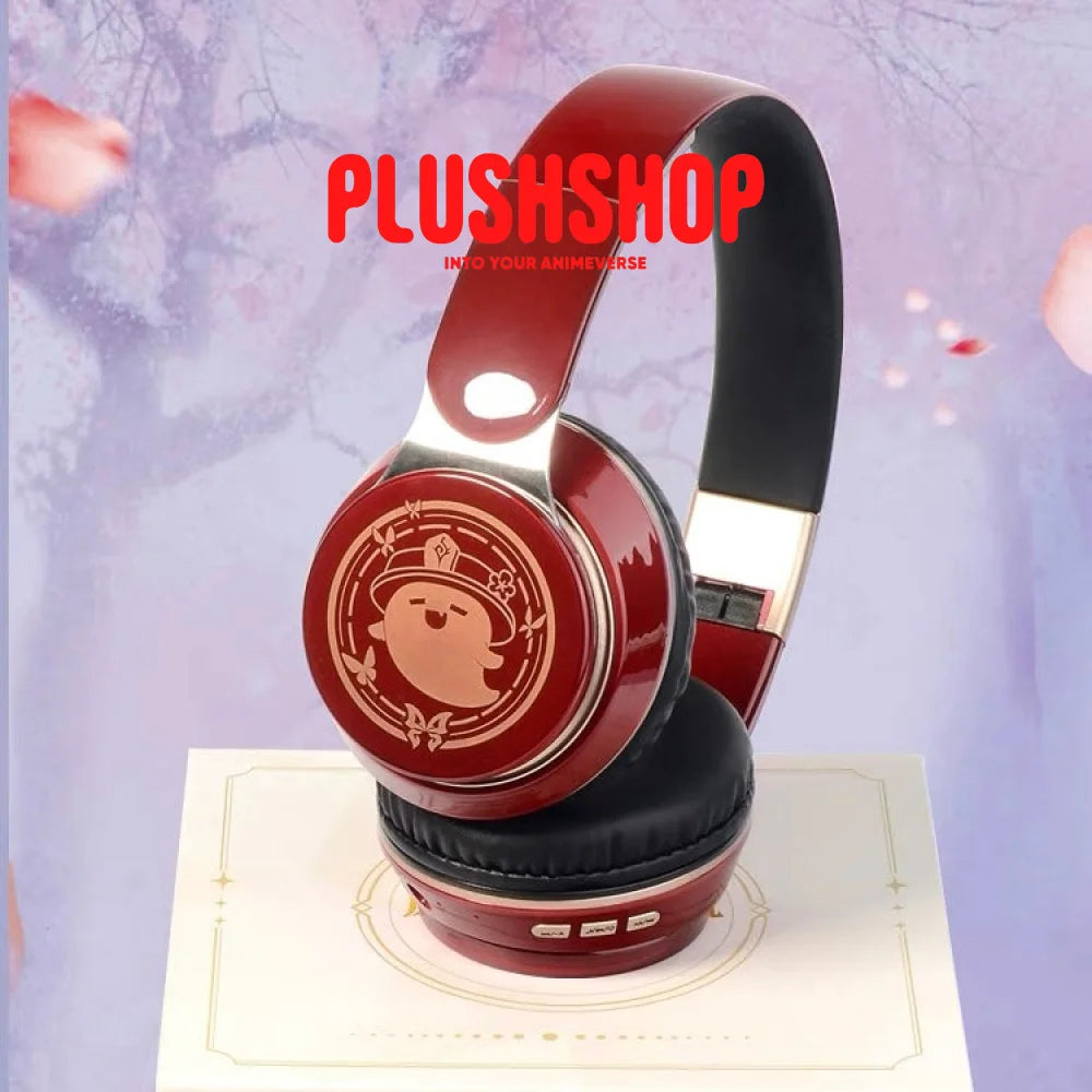 Genshin Hutao Headphone Earphone Wireless With Microphone Hifi Stereo Foldable Lightweight Headset