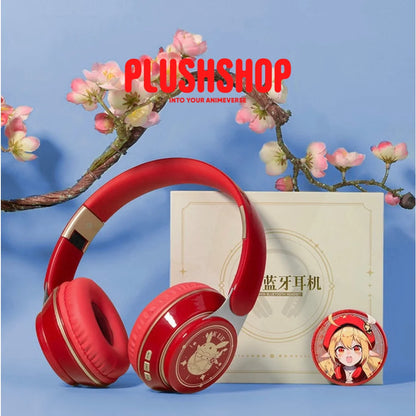 Genshin Klee Headphone Earphone Wireless With Microphone Hifi Stereo Foldable Lightweight