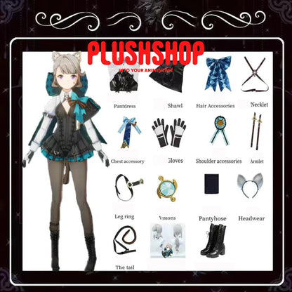 Genshin Impact Lyney &amp; Lynette Cosplay Outfit Clohes Wig Whole Set / Xs Cosplay