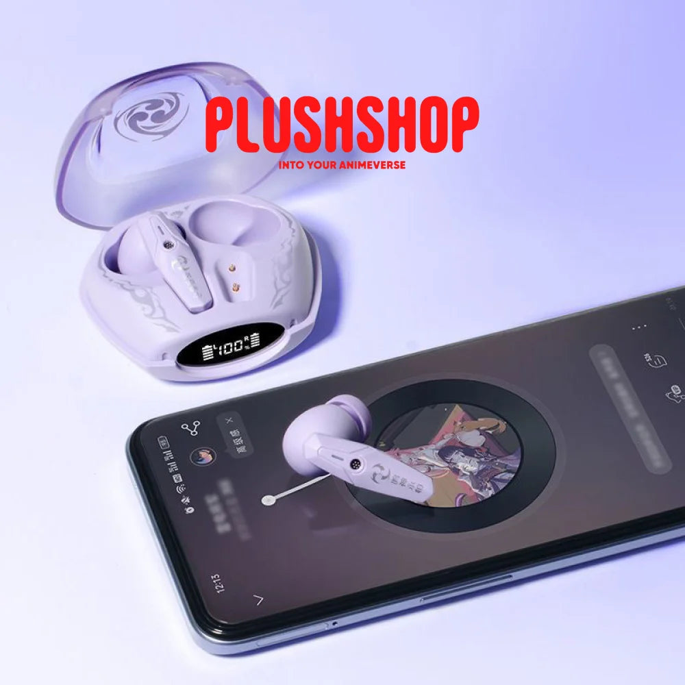 Genshin Impact Raiden Cute Bluetooth Headphones Earphone 耳机