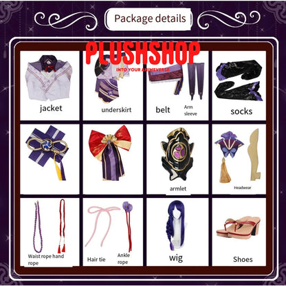 Raiden Cosplay Outfit Clothes Full Set Included Set + Wig + Shoes(Pls Note Ur Shoes Size) / Xs