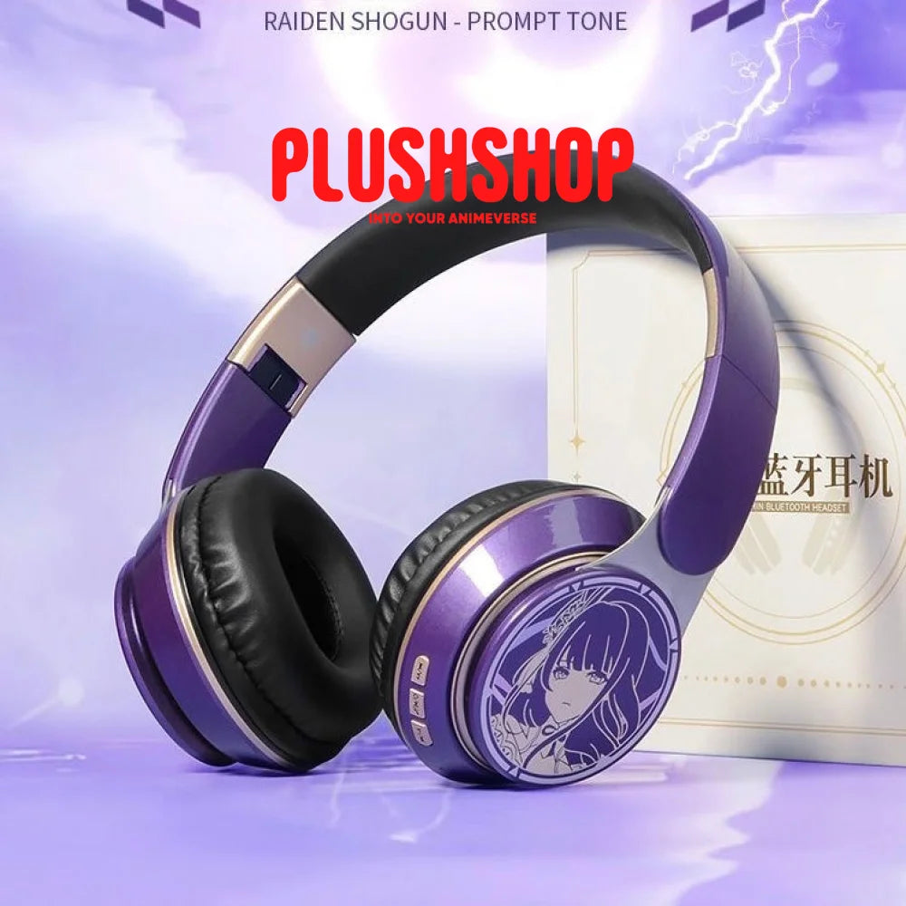 Genshin Raidena Headphone Earphone Wireless With Microphone Hifi Stereo Foldable Lightweight Headset