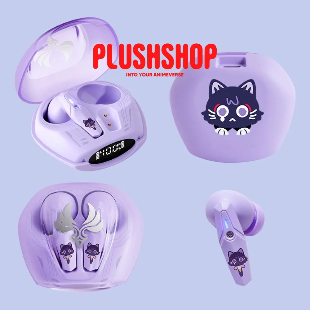 Genshin Impact Scarameow Cute Bluetooth Headphones Earphone B 耳机